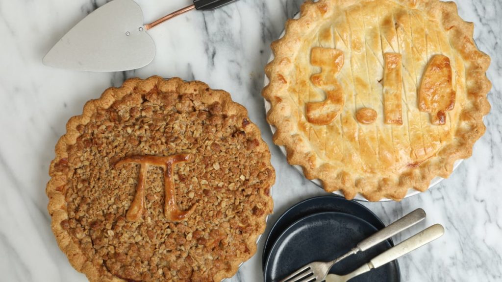 Two pies embellished with Pi symbols.