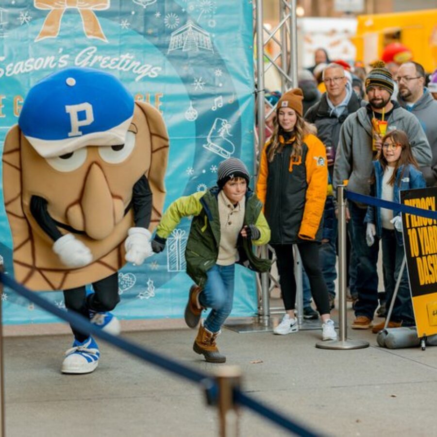 A child starts a race against Potato Pete