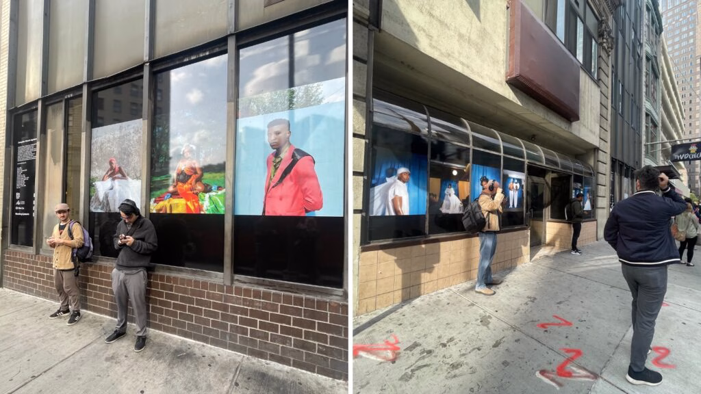 Windows with creative photos posted.