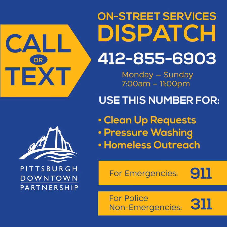 Call or text on-street services dispatch: 412-855-6903