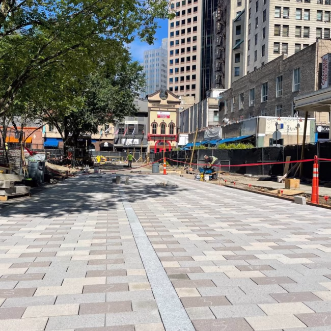 A look at the new pavers in Market Square being installed