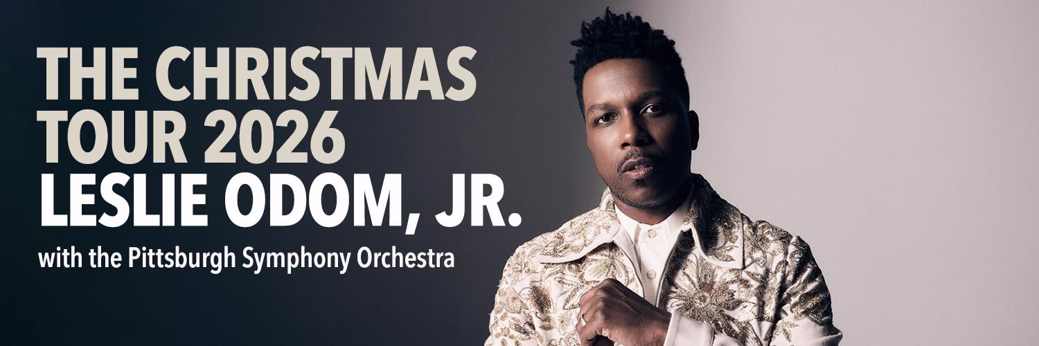 A banner featuring Leslie Odom Jr. for the Christmas Tour 2026 Leslie Odom, Jr. with the Pittsburgh Symphony Orchestra