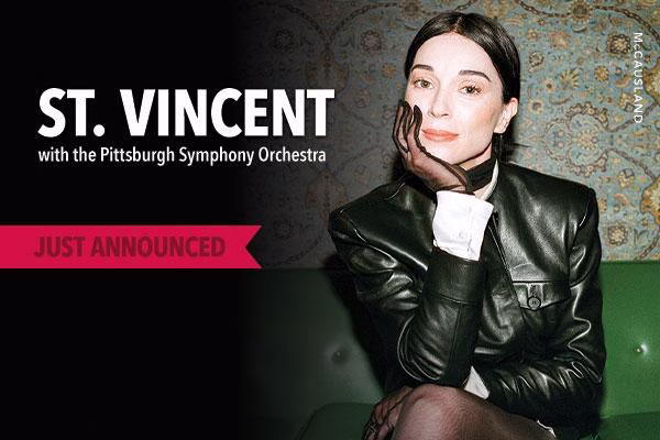 A cover graphic for St. Vincent with the Pittsburgh Symphony