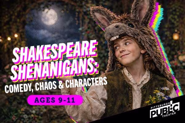 A cover graphic for Shakespeare Shenanigans: Comedy, Chaos & Characters